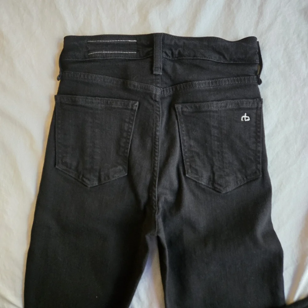 Rag & Bone sz 24 Nina High Rise Ankle Cigarette black jeans with frayed hem - Picture 11 of 13